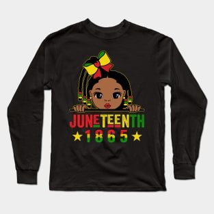 Vintage Juneteenth Celebrating 1865 Cute Black Girls Kids Long Sleeve T-Shirt